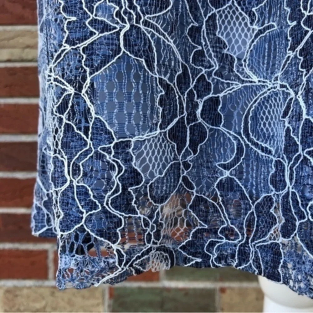 Jack by BB Dakota NWT Blue White Spaghetti Strap Lace Dress 👗